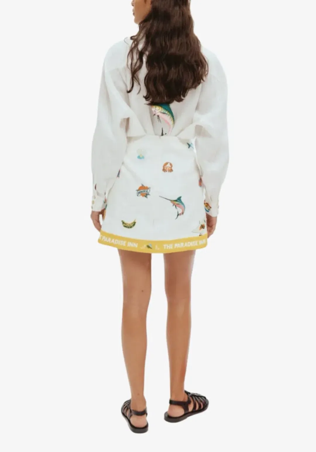 ALEMAIS Clam Patch Shirt and Blue Marlin Mini Skirt Set Size 8 & 10 AU for rent on The Volte - main image