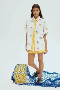 ALEMAIS Blue Marlin Embroidered Shirt & Skirt Set Size 10 AU for rent on The Volte - image 9