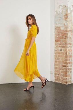 Bec & Bridge Hibiscus Golden Midi Dress Yellow Size 8 for rent on The Volte - image 4