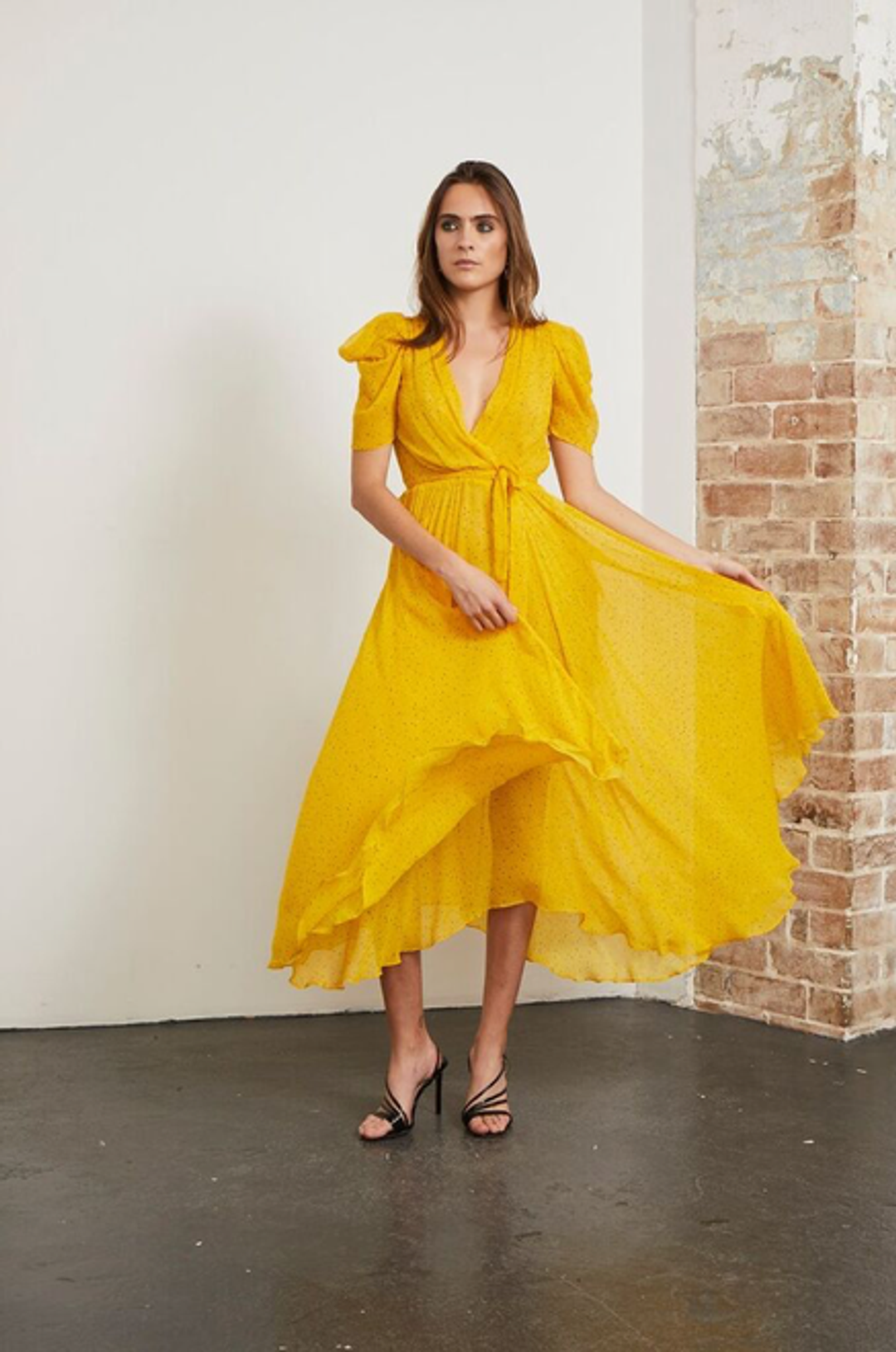 Bec & Bridge Hibiscus Golden Midi Dress Yellow Size 8 for rent on The Volte - main image