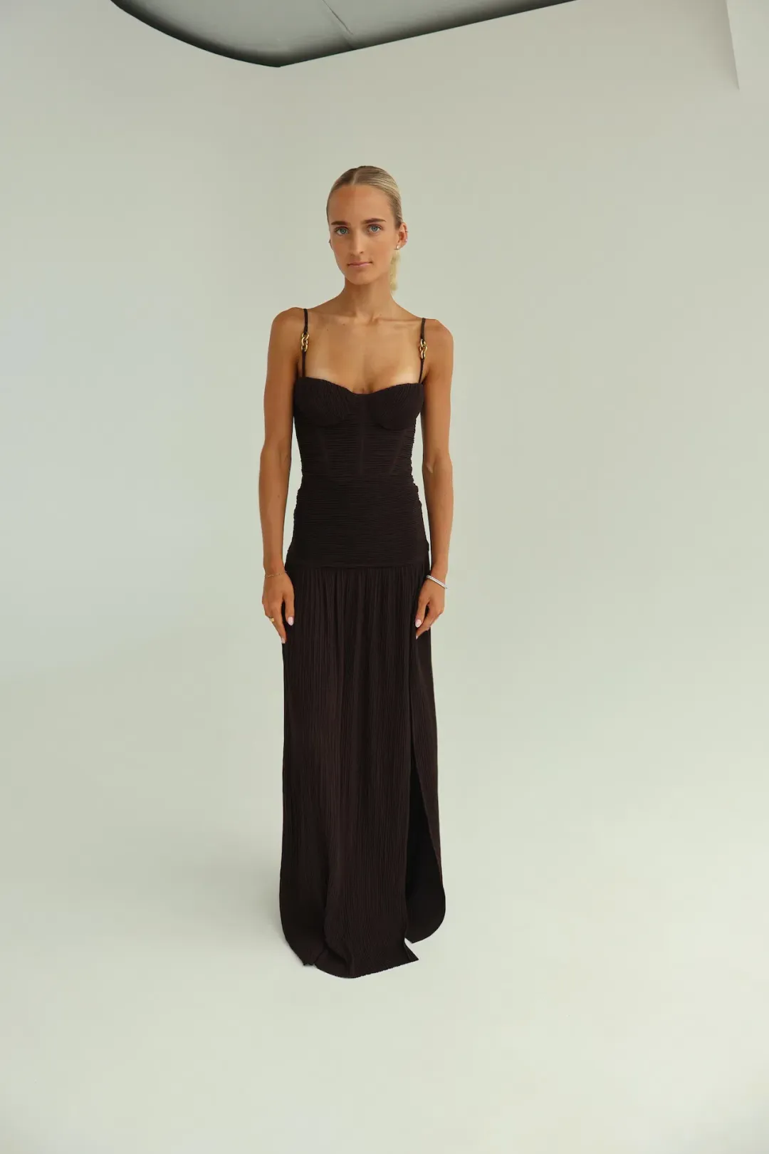 Manning Cartell Double Time Pleat Maxi Dress Dark Chocolate Size 6 for rent on The Volte - main image