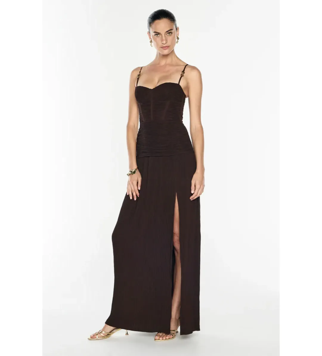 Manning Cartell Double Time Pleat Maxi Dress Dark Chocolate Size 6 for rent on The Volte - main image