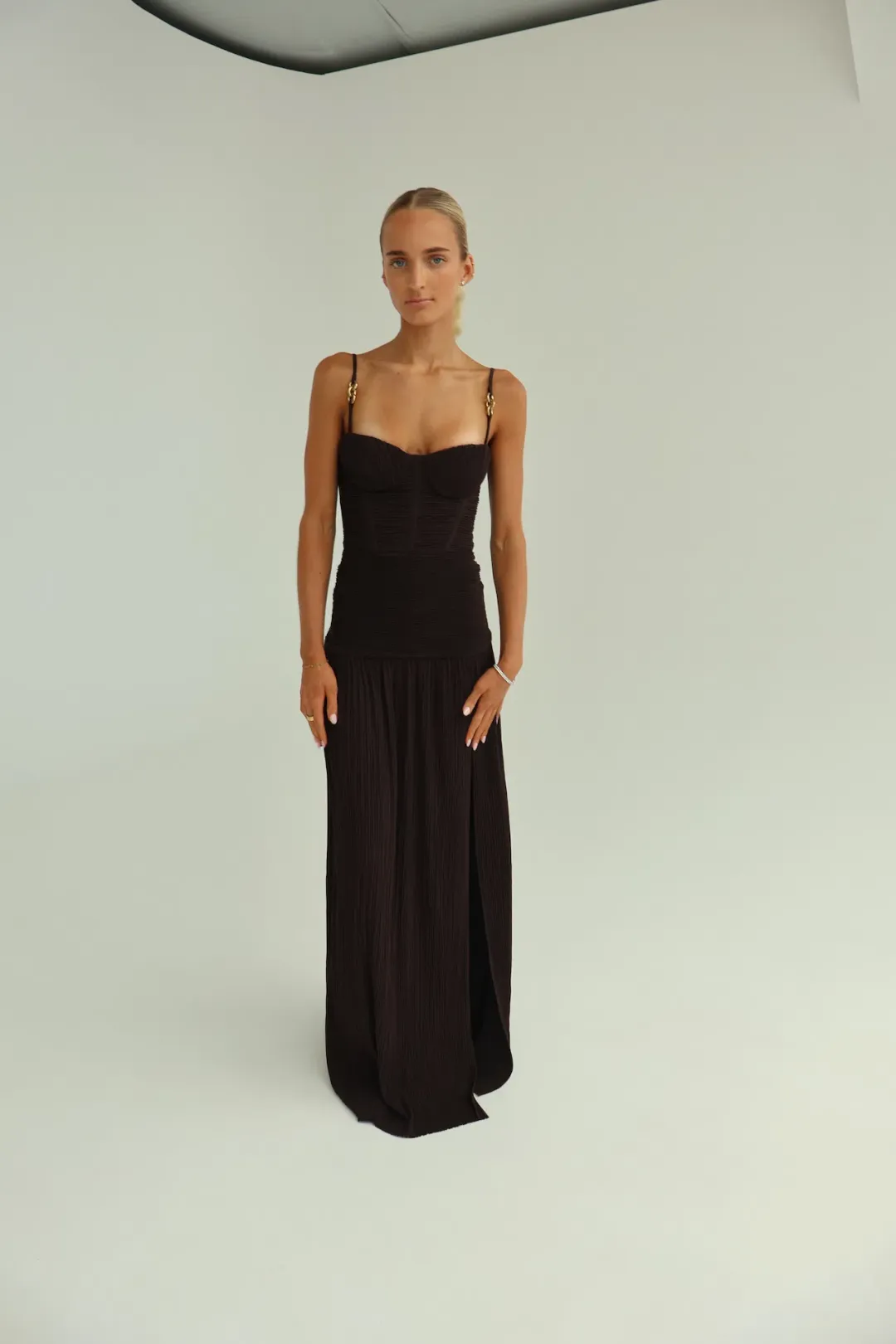 Manning Cartell Double Time Pleat Maxi Dress Dark Chocolate Size 6 for rent on The Volte - main image