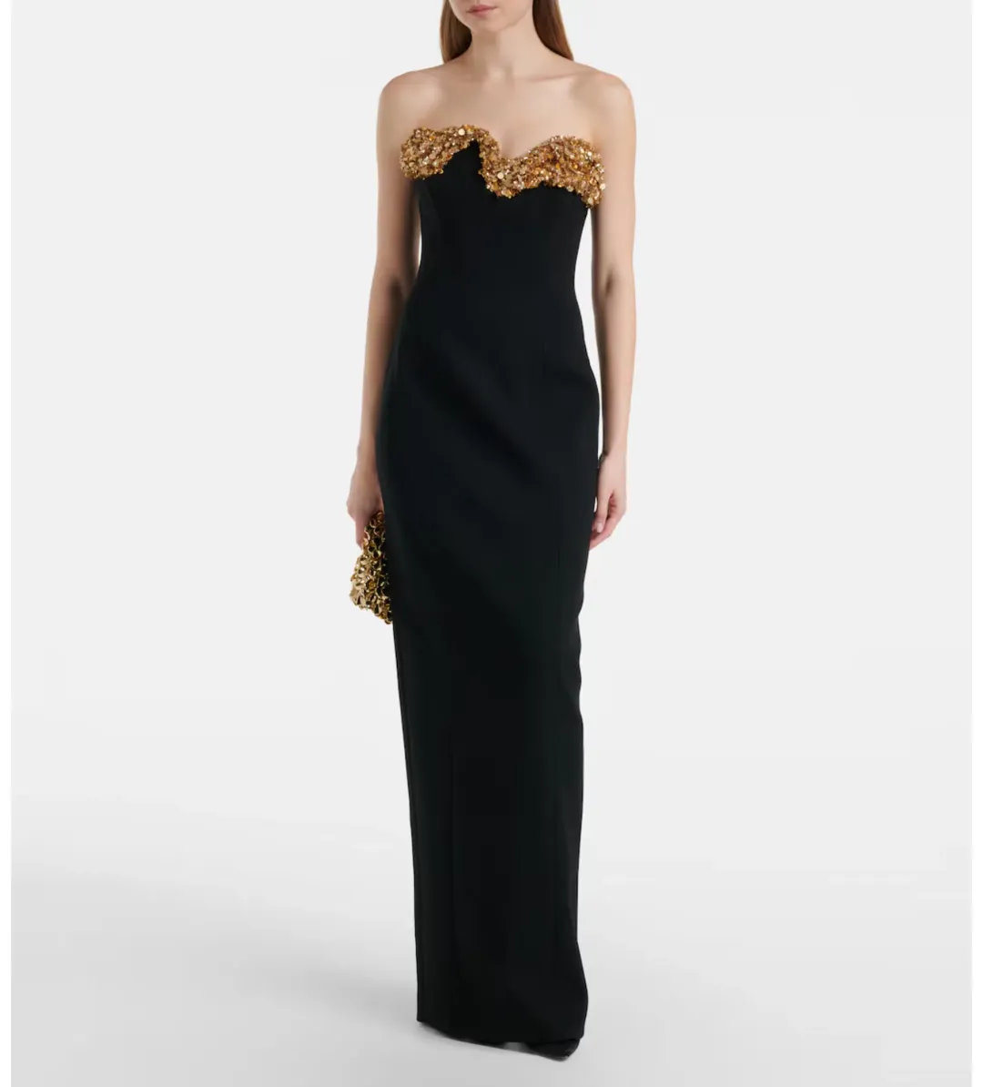 Rachel Gilbert Lucca Maxi Gown in Black/Gold Size AU8 for rent on The Volte - main image