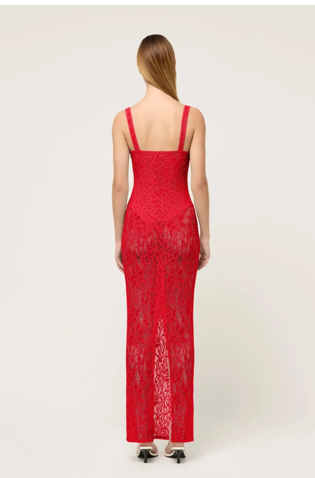 Michael Lo Sordo Halle Lace Midi Dress in Red Size 10 for rent on The Volte - main image