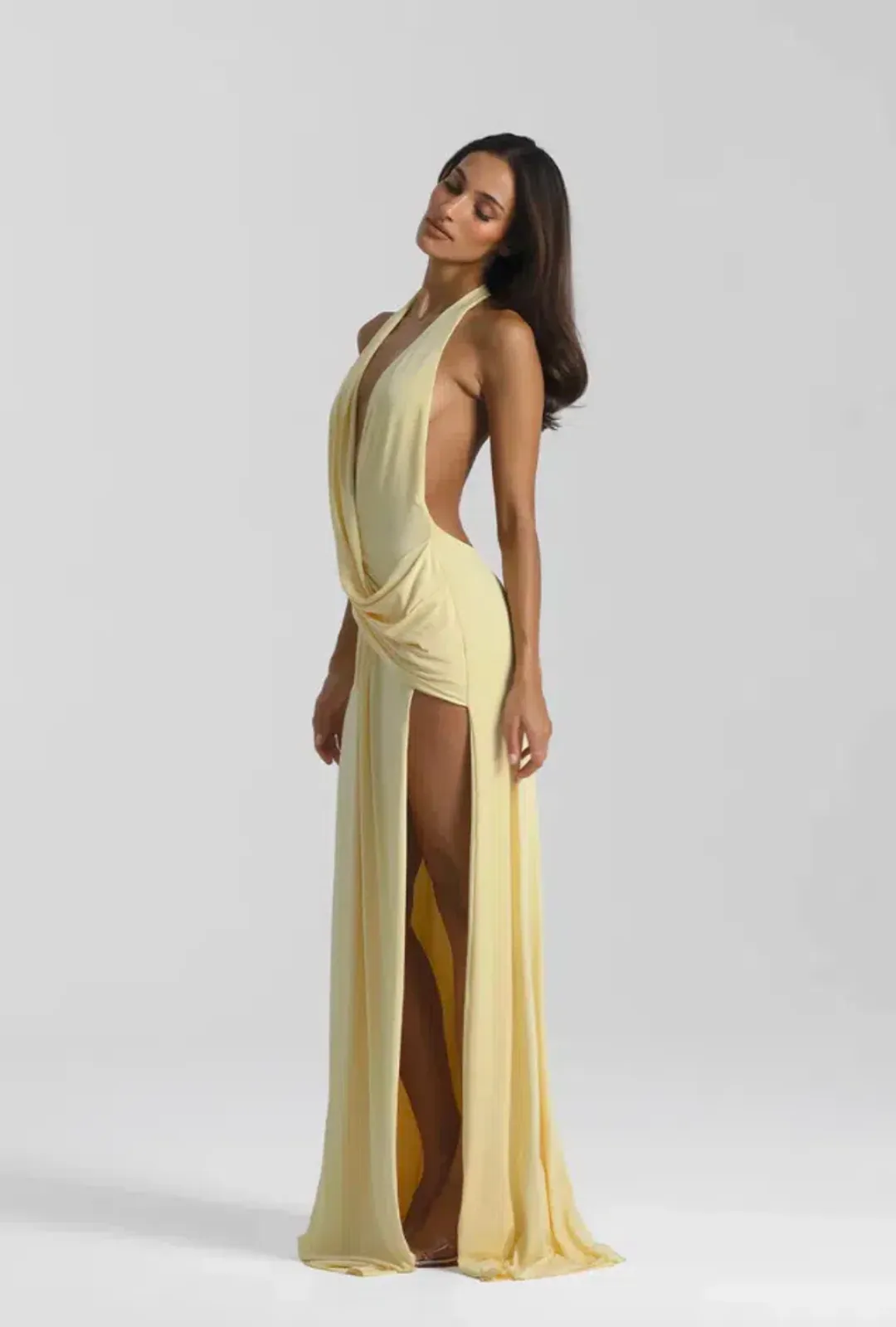 Natalie rolt, Winona Gown, Size 0 (au6) lemon for rent on The Volte - main image