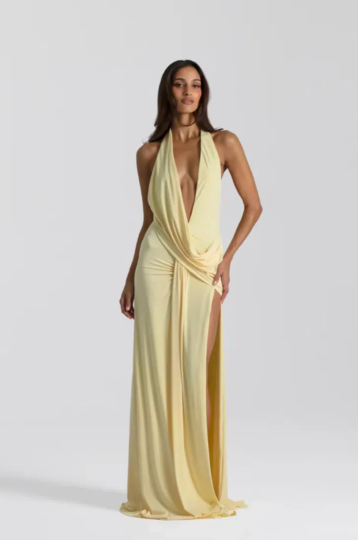 Natalie rolt, Winona Gown, Size 0 (au6) lemon for rent on The Volte - main image