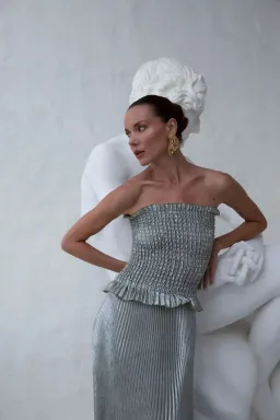 L’Idee Maya Gown in Sage Shimmer for rent on The Volte - image 2