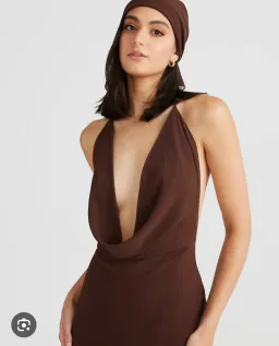 Melani the label Lopez gown chocolate size Large for rent on The Volte - image 3