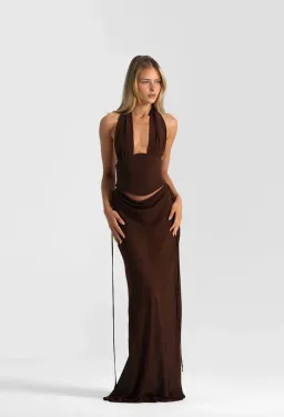 natalie rolt, bronte top & Allira skirt, brown, size 8  for rent on The Volte - image 1