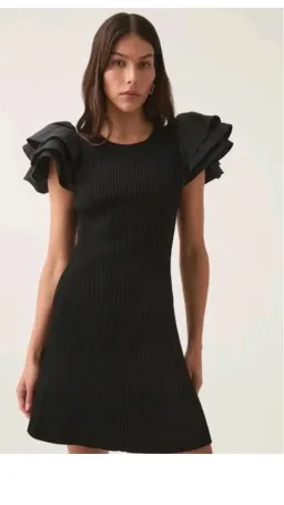Aje Questa Puff Mini Dress Black s.M for rent on The Volte - image 3