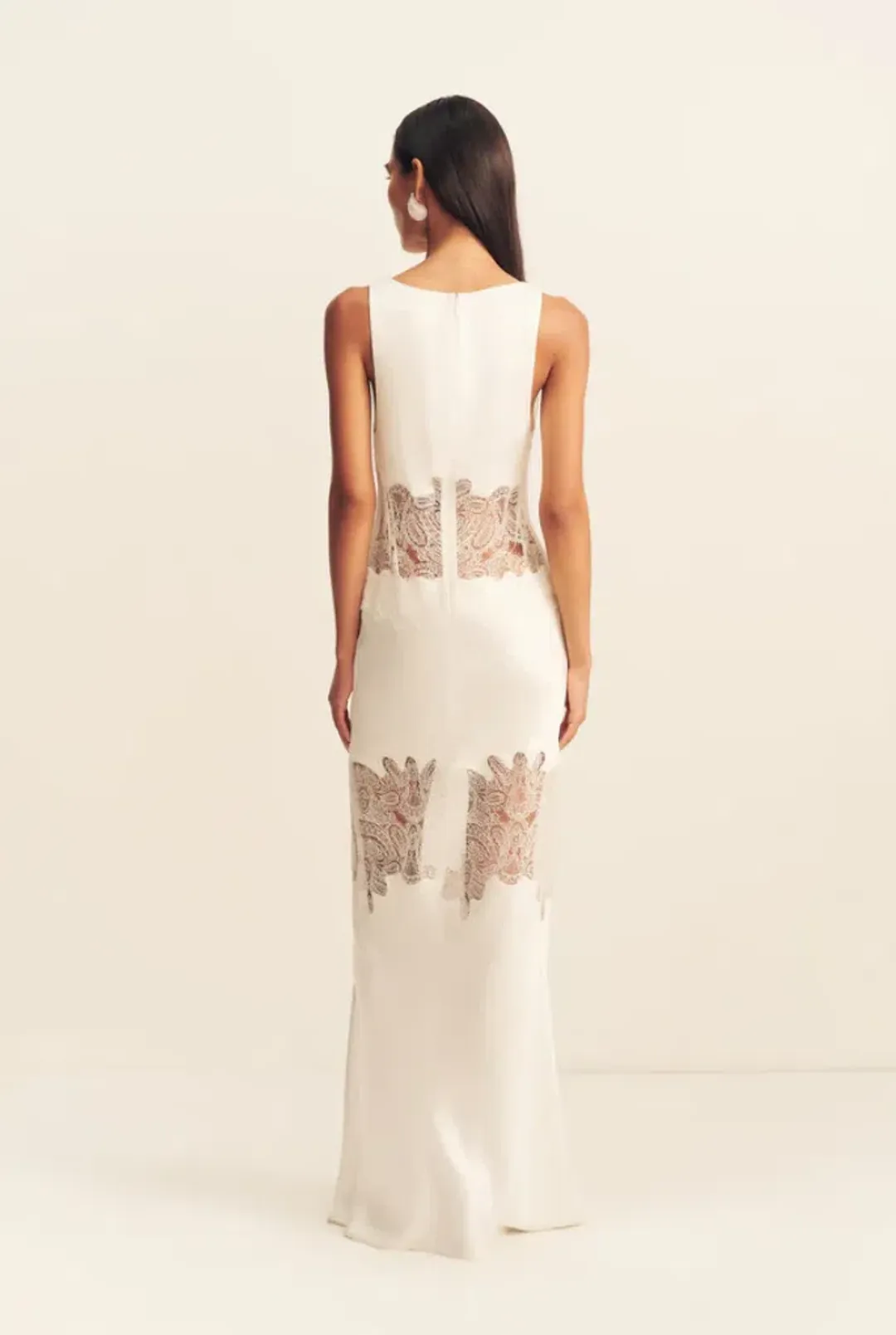 Shona Joy stratus plunged lace panelled maxi dress - ivory 10 for rent on The Volte - main image