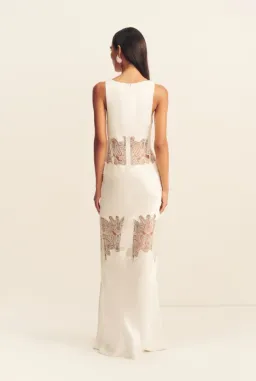 Shona Joy stratus plunged lace panelled maxi dress - ivory 6 for rent on The Volte - image 4