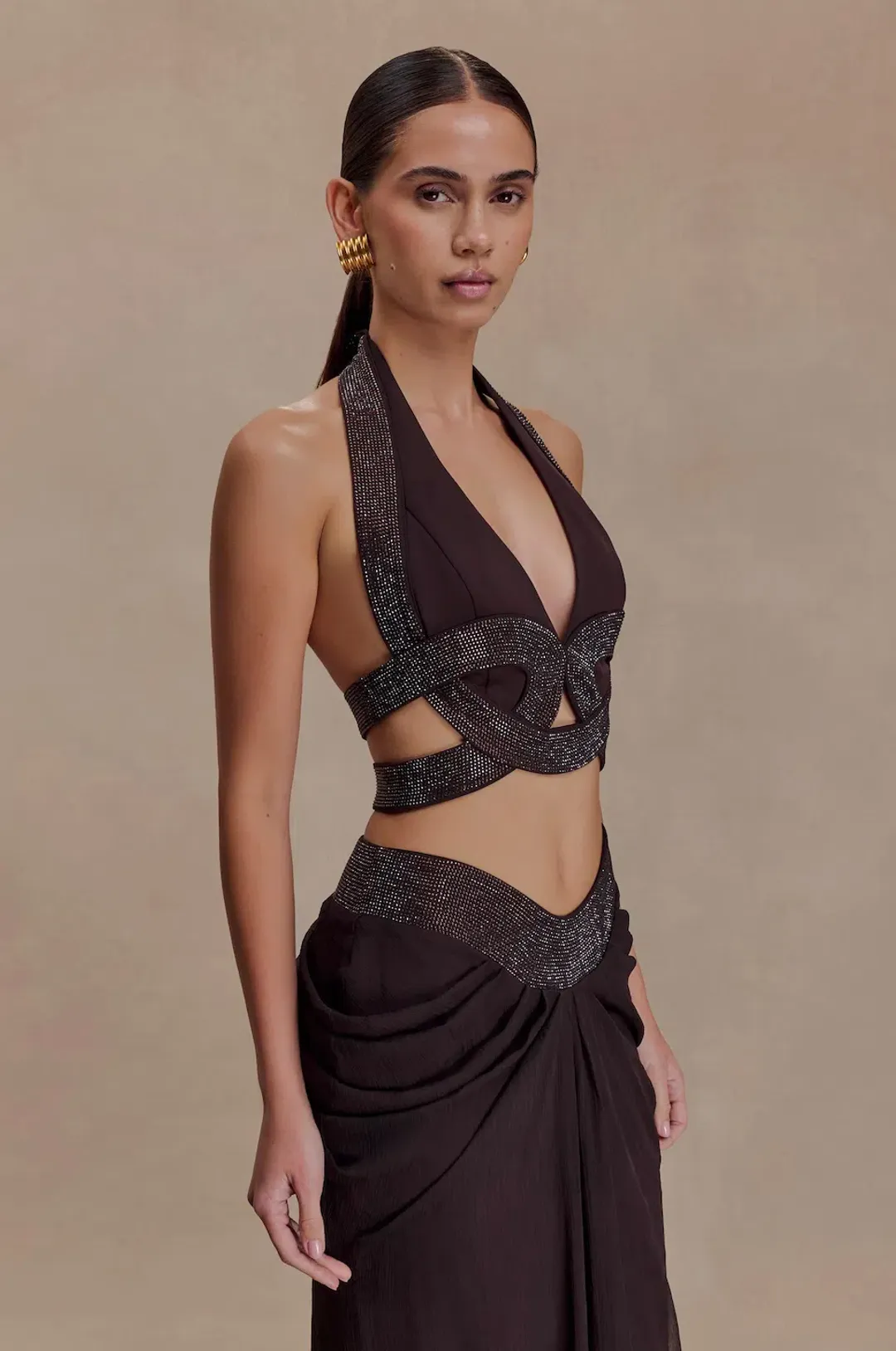MESHKI Siren Halter Top & Maxi Skirt. Size S / AU 8 for rent on The Volte - main image