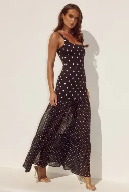 Runaway The Label Tillie Sheer Bottom Maxi Dress - Black/White Polka Size 12 for rent on The Volte - image 3