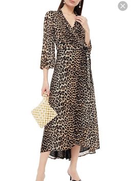 Ganni Leopard georgette wrap dress for rent on The Volte - image 1