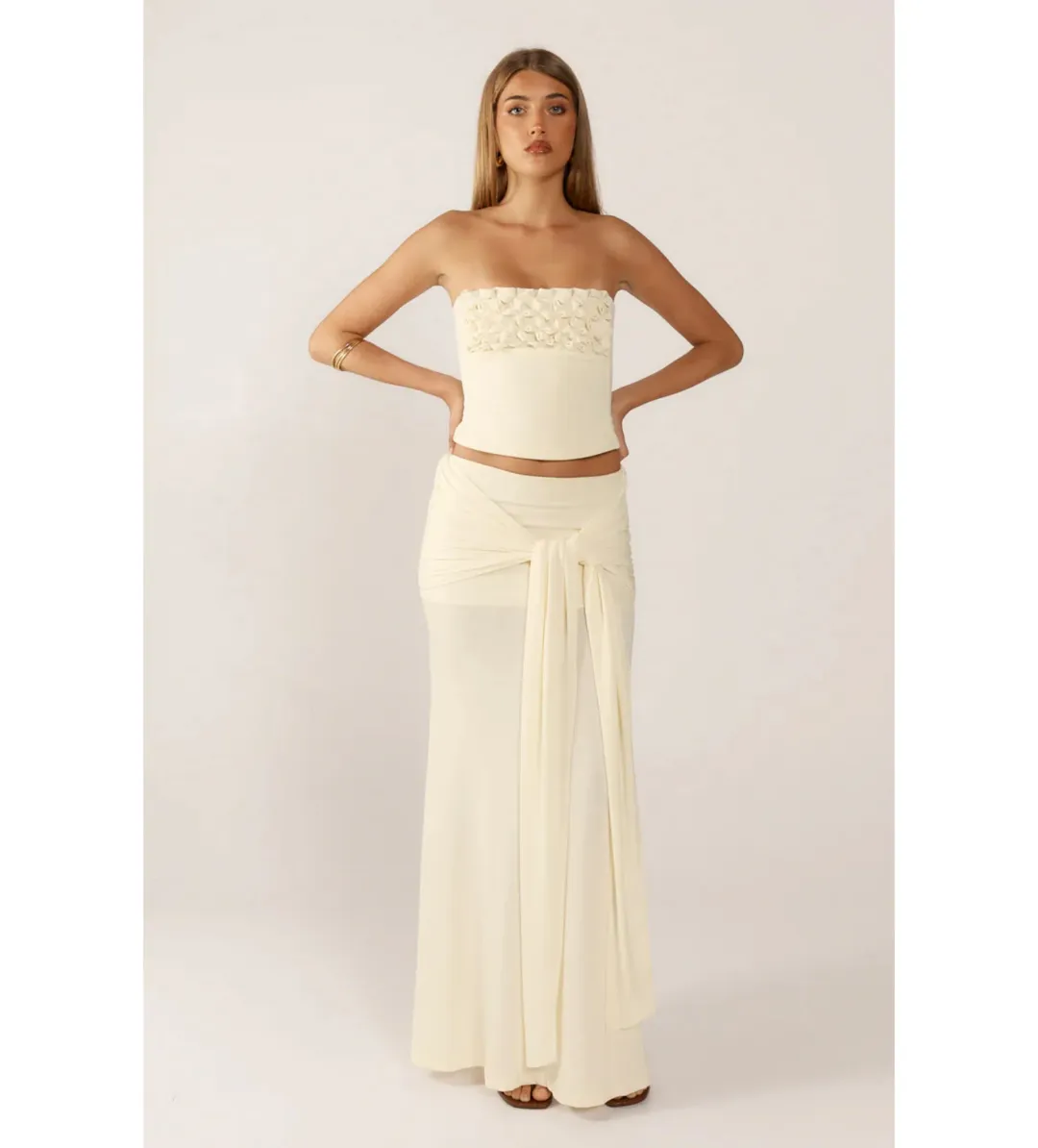 Ance Gria Jude Top and Skirt Set in Cream Size AU6 for rent on The Volte - main image