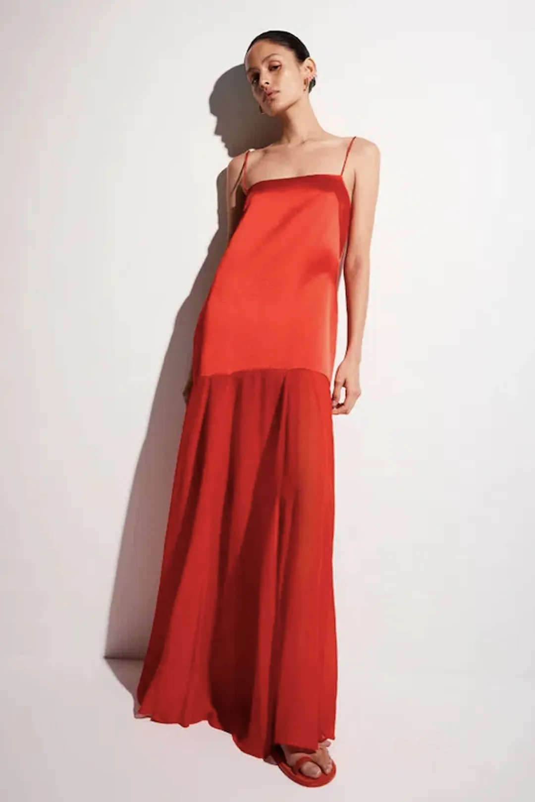 Moraya Dropped Waist Maxi Dress in Chilli for rent on The Volte - main image