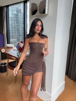 Leau Mira Mesh Corset Dress - Chocolate Brown Size Medium (10-12) for rent on The Volte - image 3