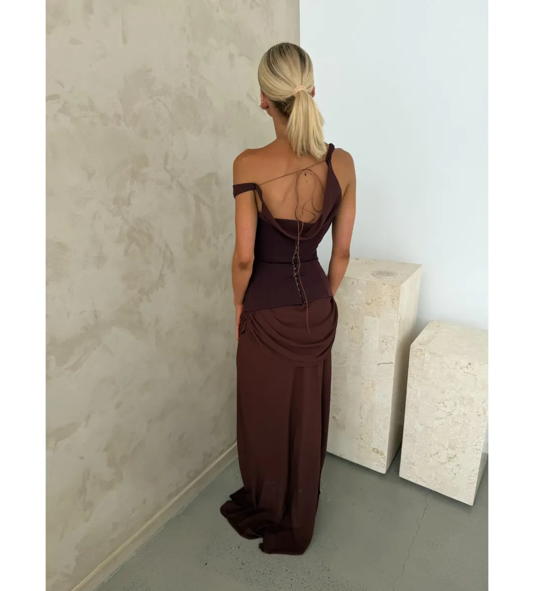 Natalie Rolt Cadence Gown Espresso Size 0 AU 6 for rent on The Volte - main image