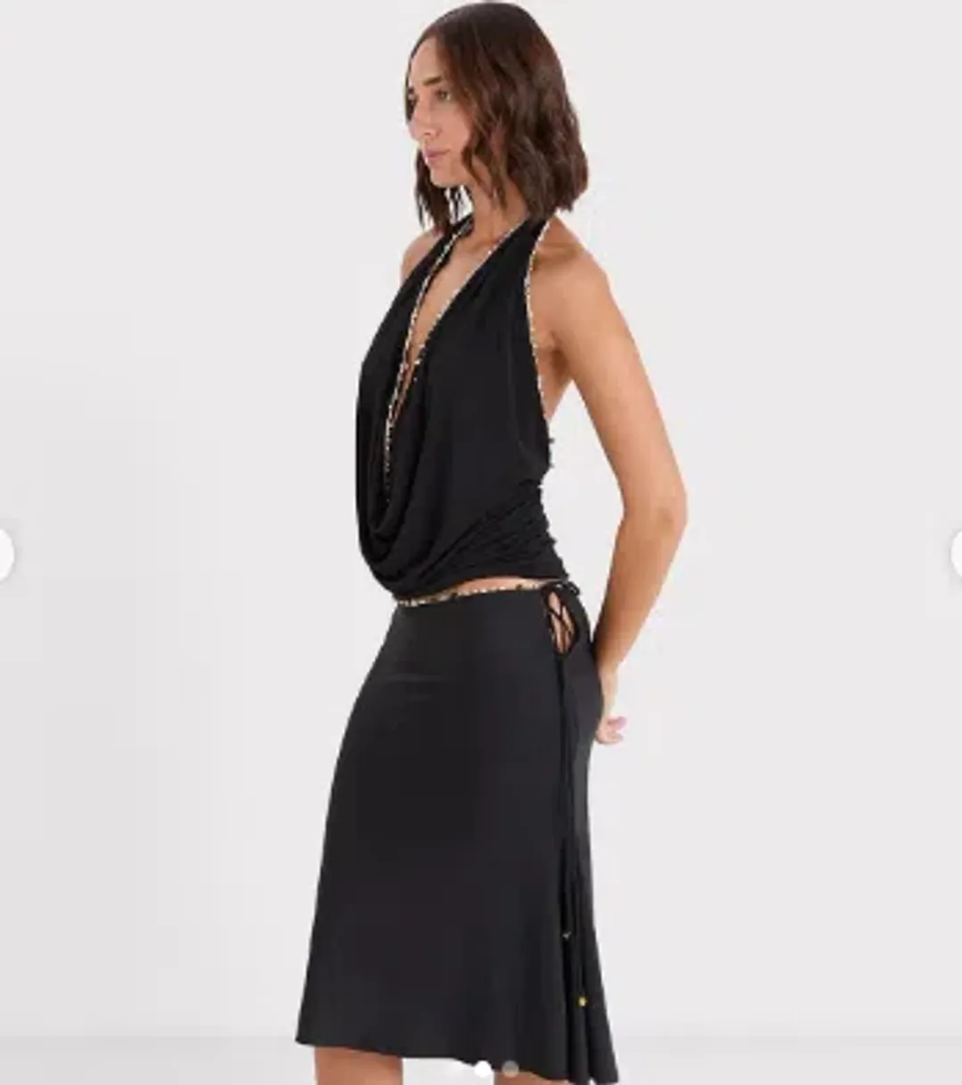 Acre Lou HARIETTE MIDI SKIRT & TATIANA COWL TOP BLACK for rent on The Volte - main image