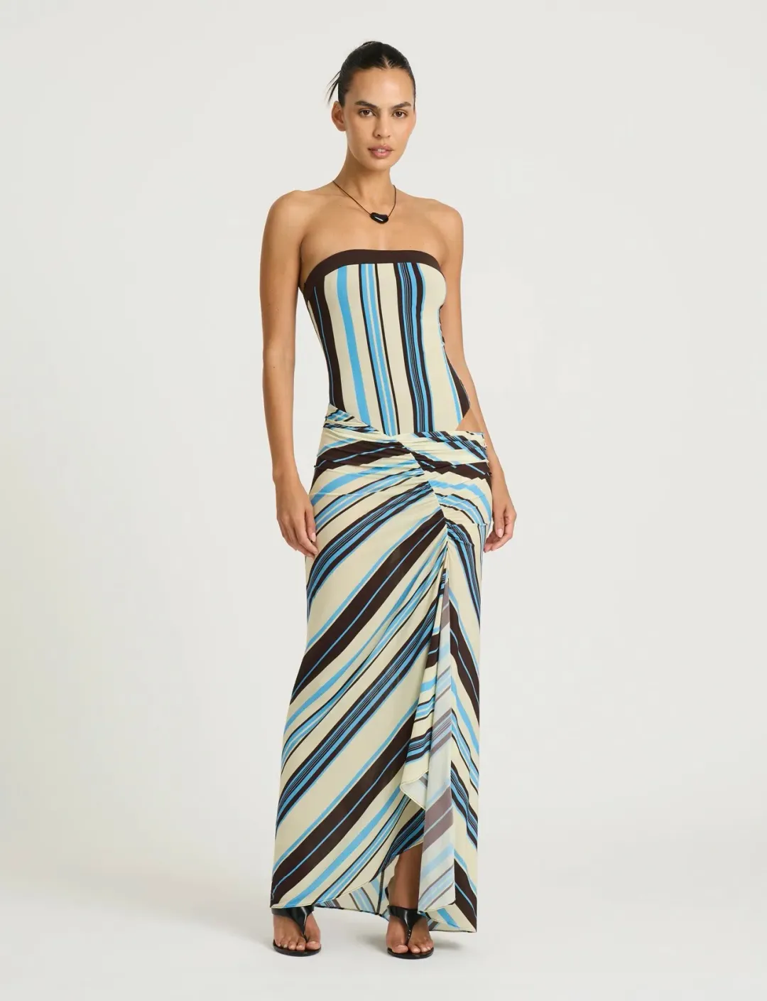 Benni Rumi Strapless Maxi in Ocean Stripe Size 6 for rent on The Volte - main image