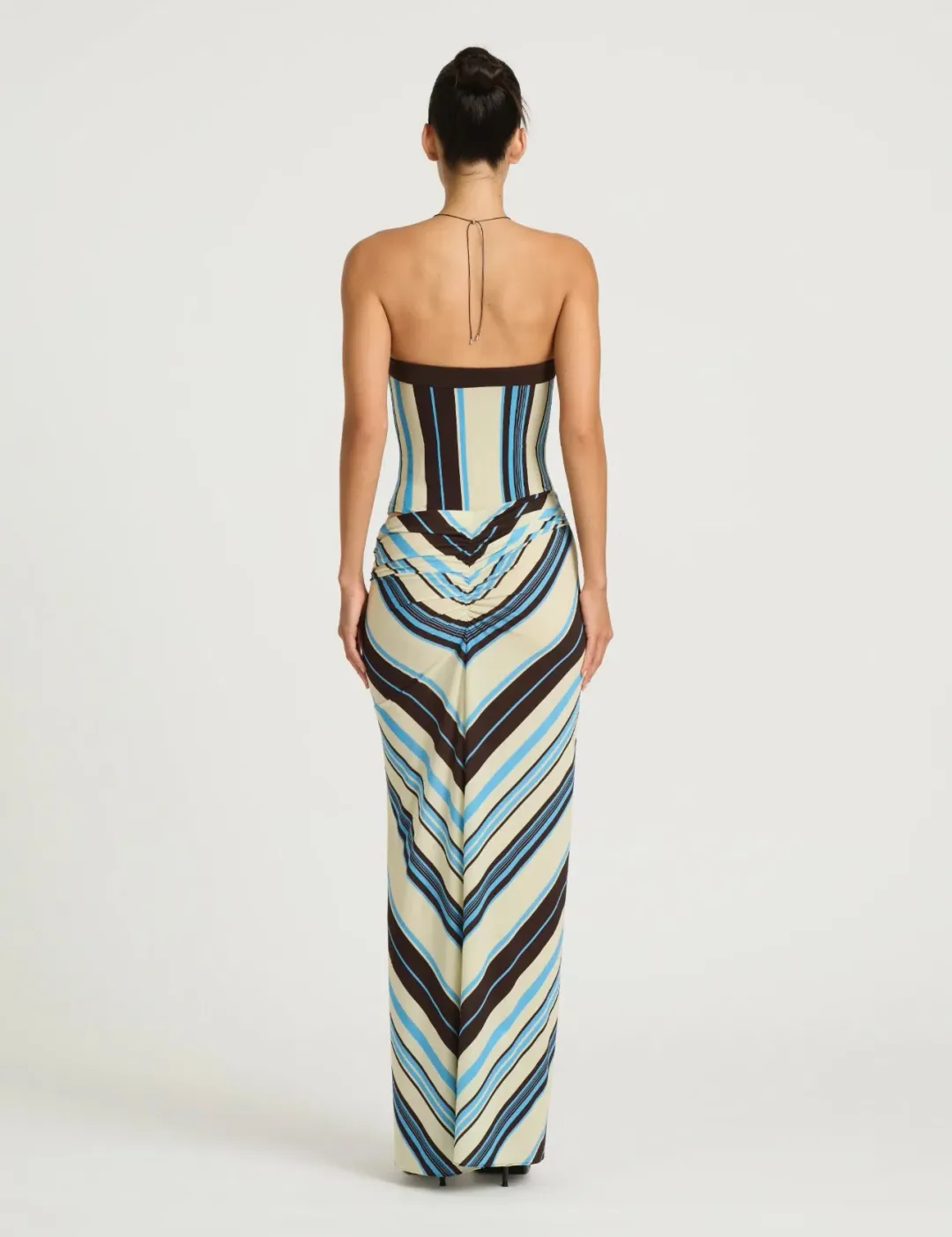 Benni Rumi Strapless Maxi Dress in Ocean Stripe Size 6 for rent on The Volte - main image