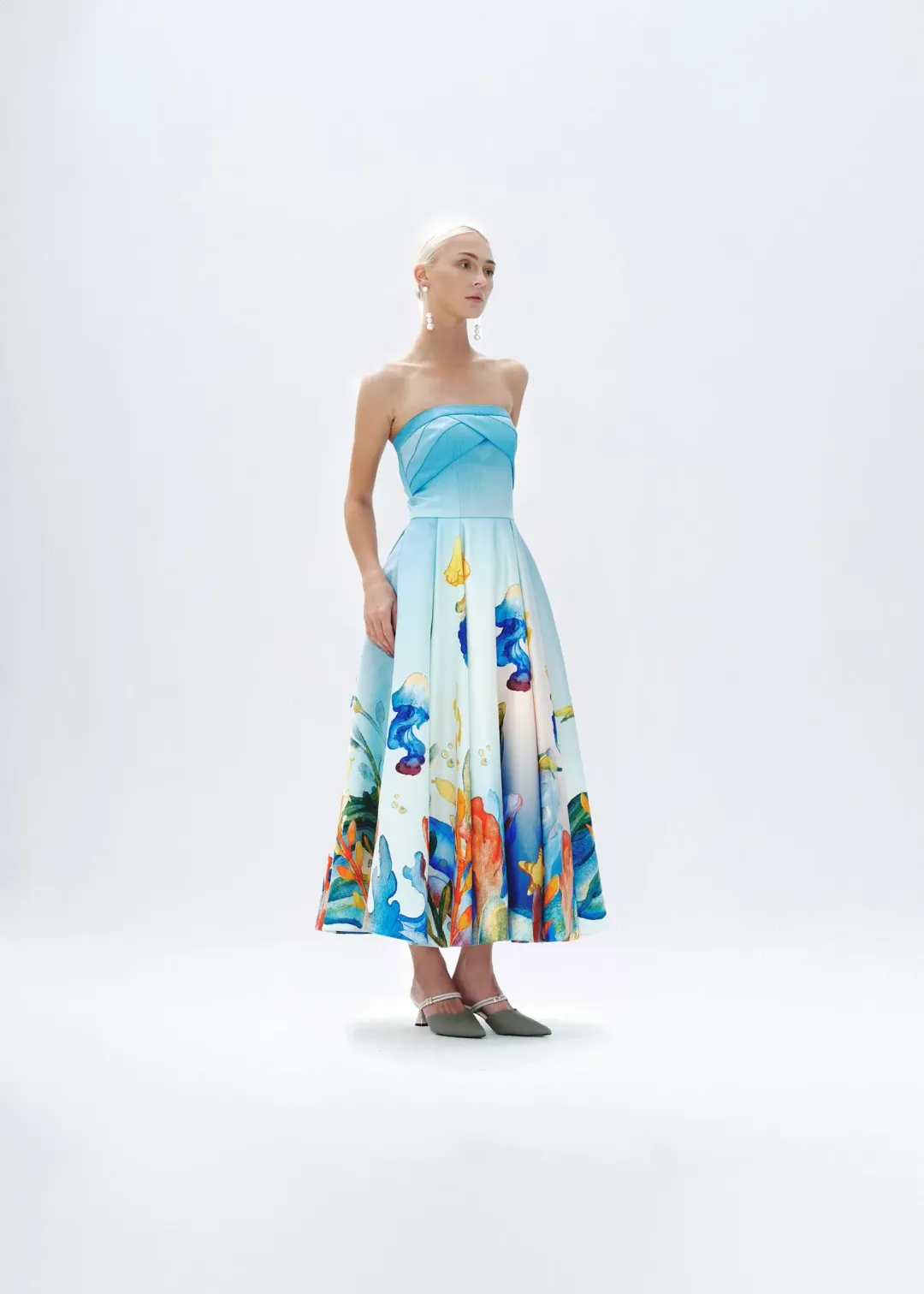 Justin Tong Aquarelle Midi Dress Multi Size 16 for rent on The Volte - main image