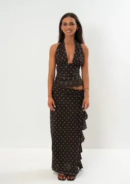Benni Penelope Maxi Dress Espresso Chocolate Polka Dot 10 for rent on The Volte - image 1