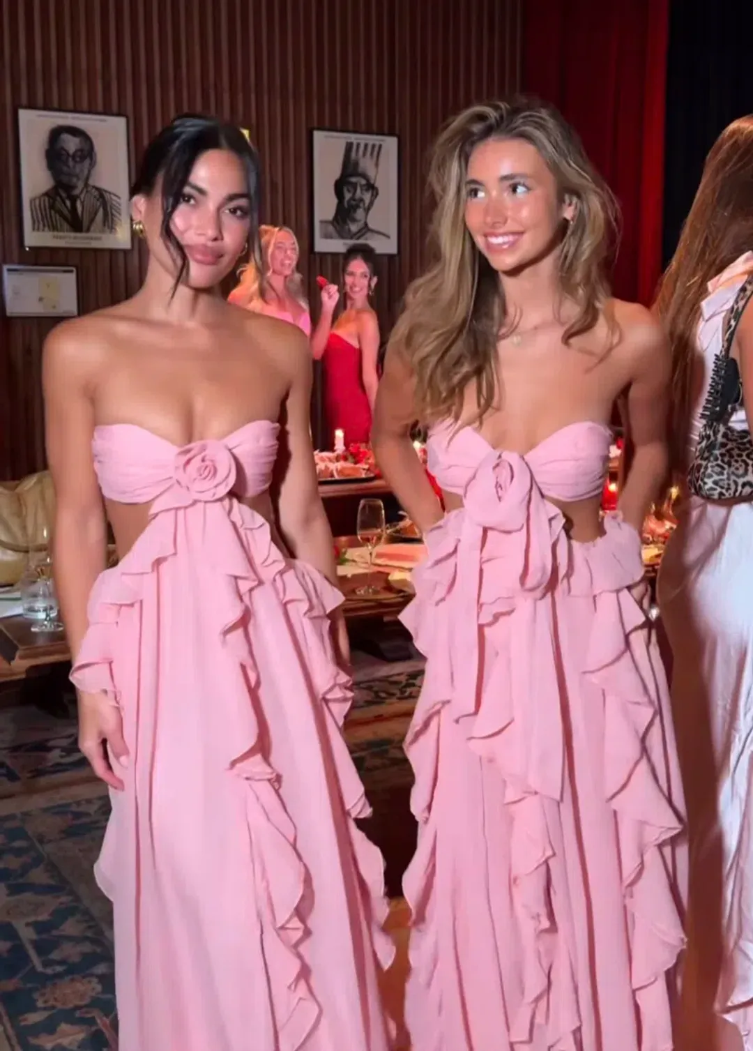 Selfie Leslie Santiago Cut-Out Ruffle Maxi Dress Blush for rent on The Volte - main image