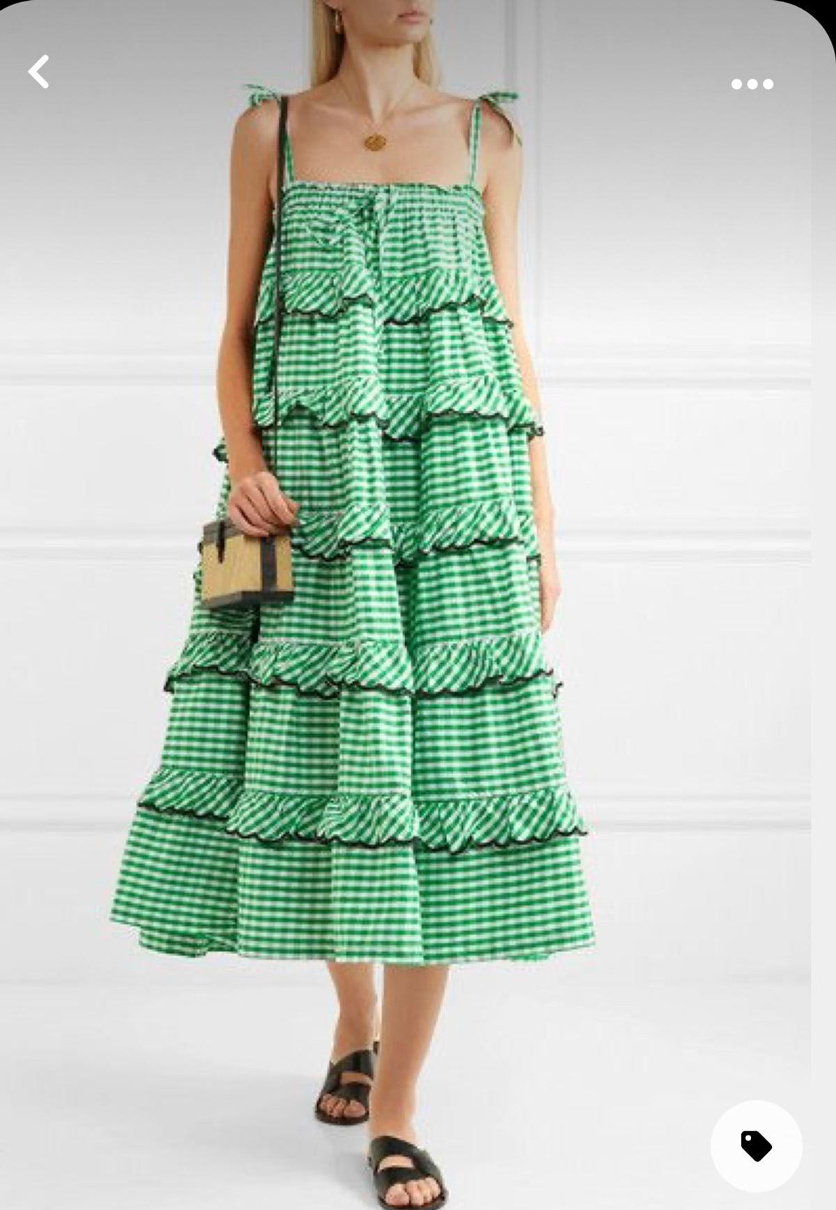 Innika Choo Green Gingham Scallop Dress  for rent on The Volte - main image
