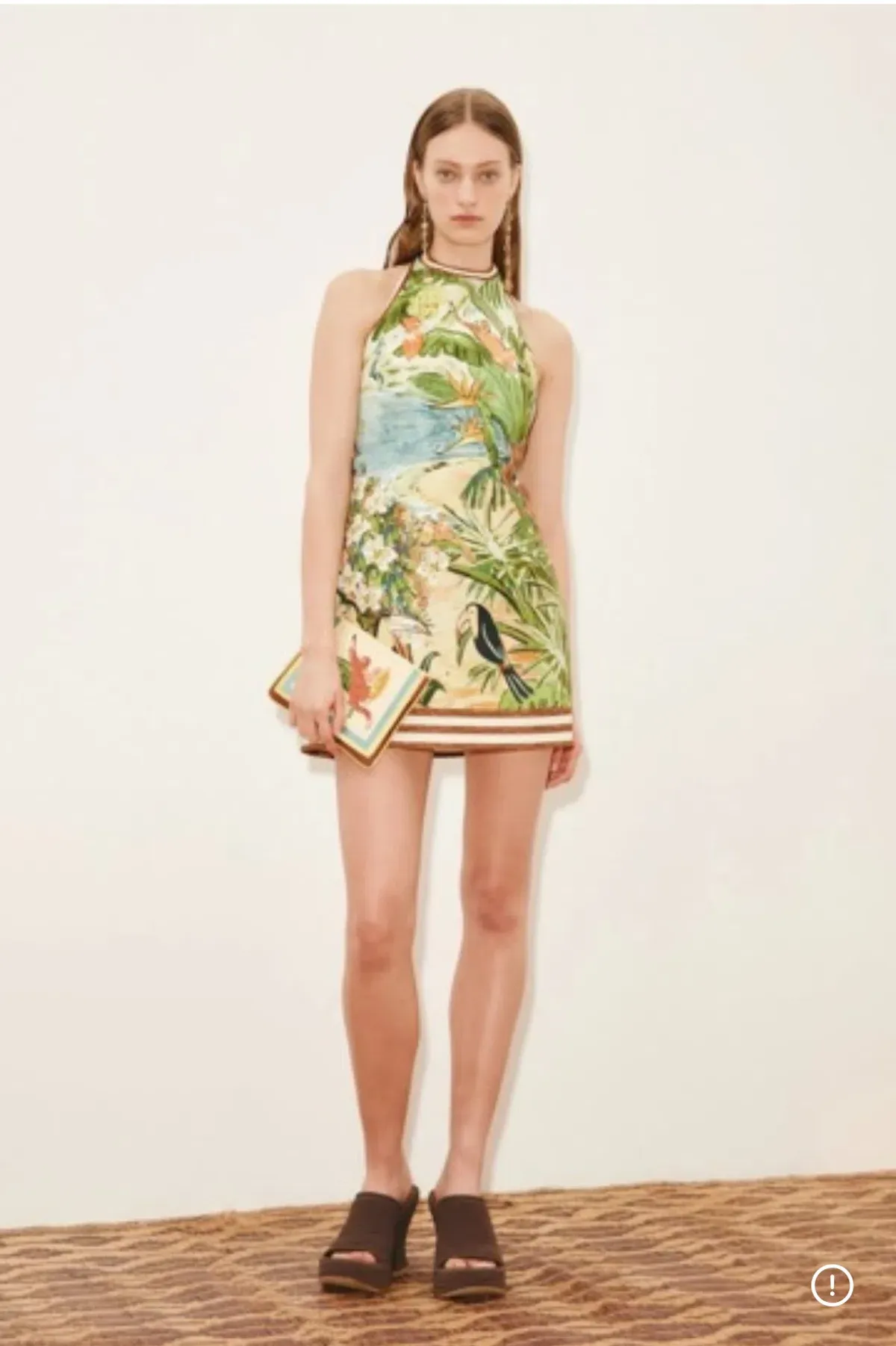 Alemais Toucan Tango Halter Mini dress Cream and Brown Size 10 for rent on The Volte - main image