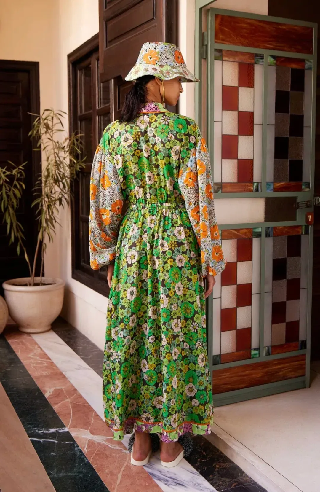 Alémais Orange Blossom Spliced Midi Dress Size 16AU for rent on The Volte - main image