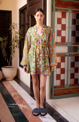 Alémais Orange Blossom Spliced Mini Dress Size 14AU for rent on The Volte - image 1