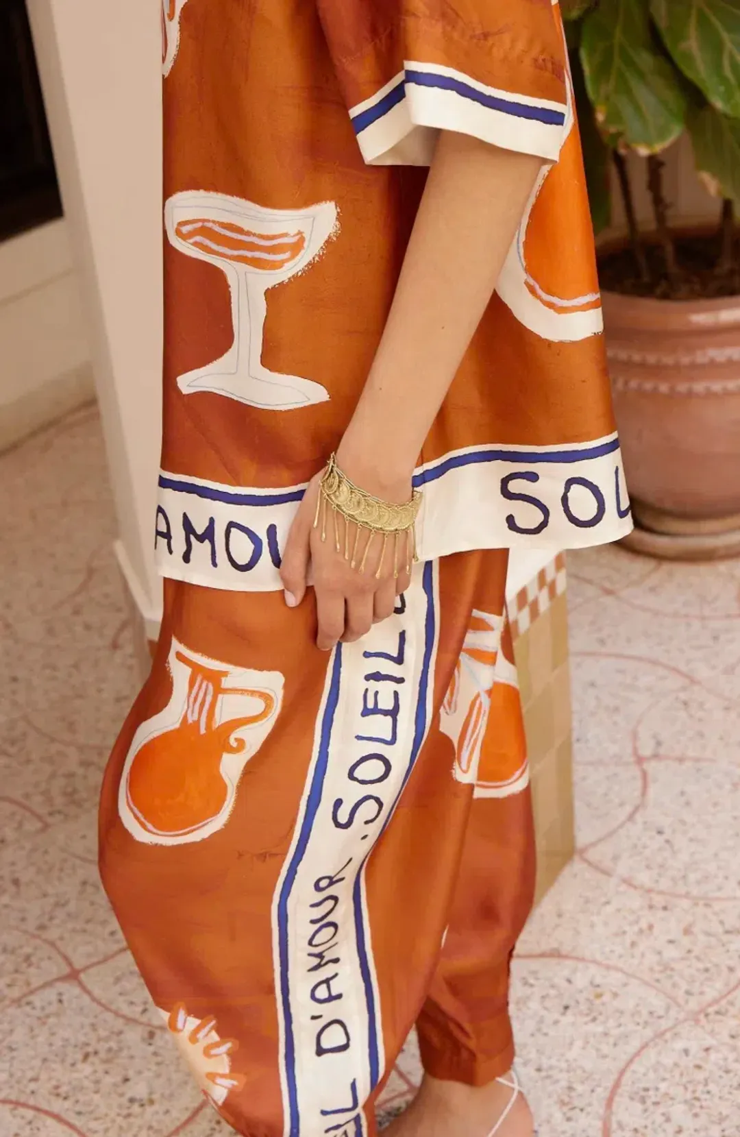 Alémais soleil d'amour tapered silk pant size 14 for rent on The Volte - main image