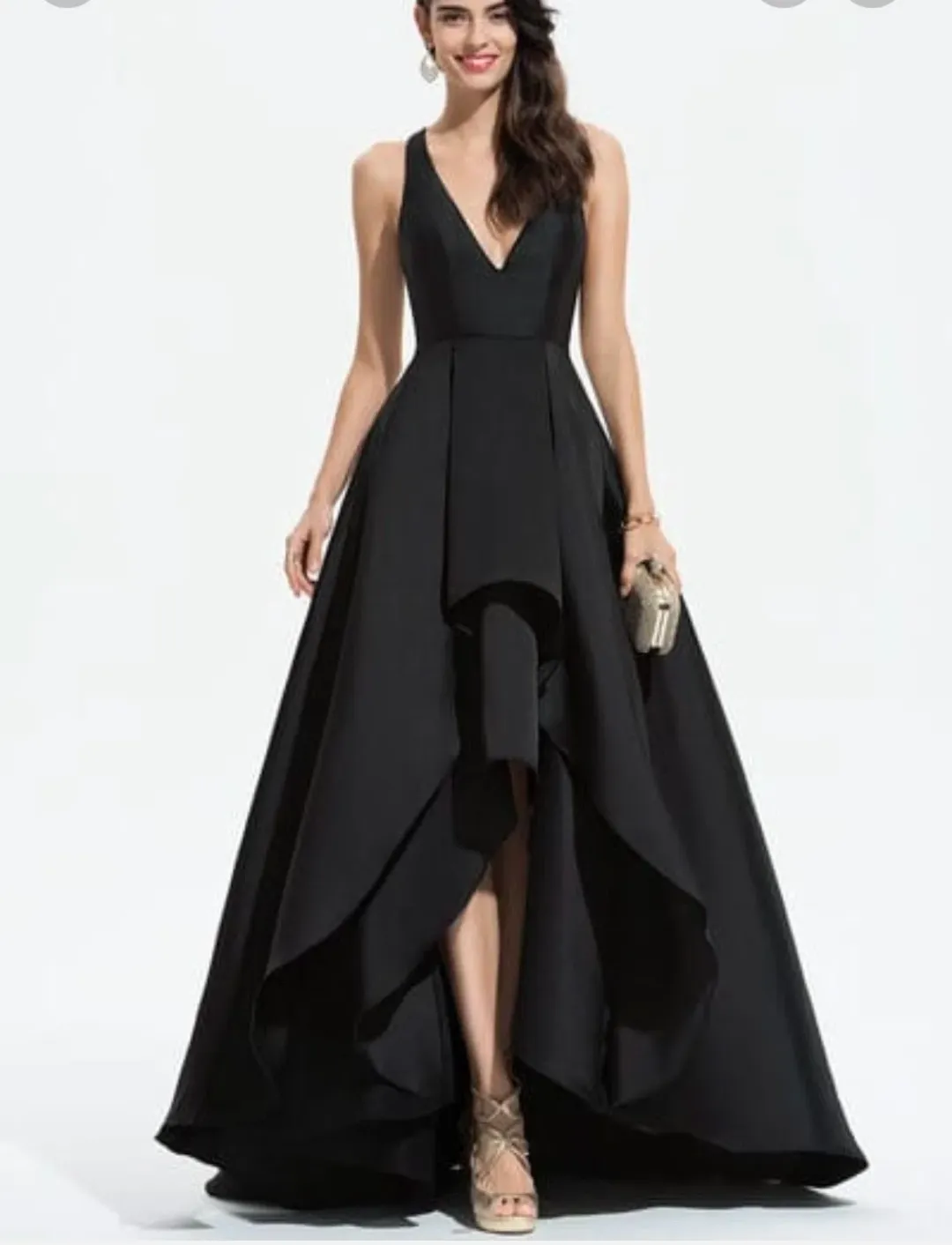 JJ’s House black satin halter cocktail ball dress  for rent on The Volte - main image