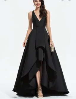 JJ’s House black satin halter cocktail ball dress  for rent on The Volte - image 2