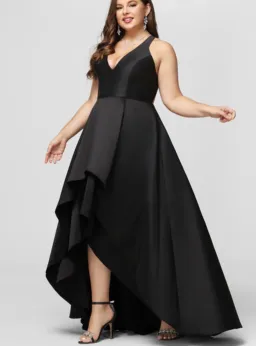 JJ’s House black satin halter cocktail ball dress  for rent on The Volte - image 1