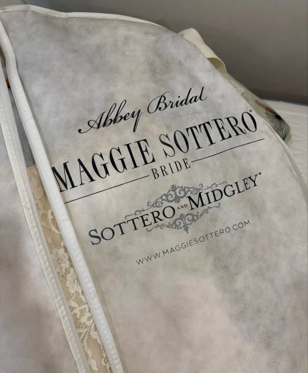 Maggie Sottero “Trinity” Wedding Dress in Champagne, Size 10 for rent on The Volte - main image