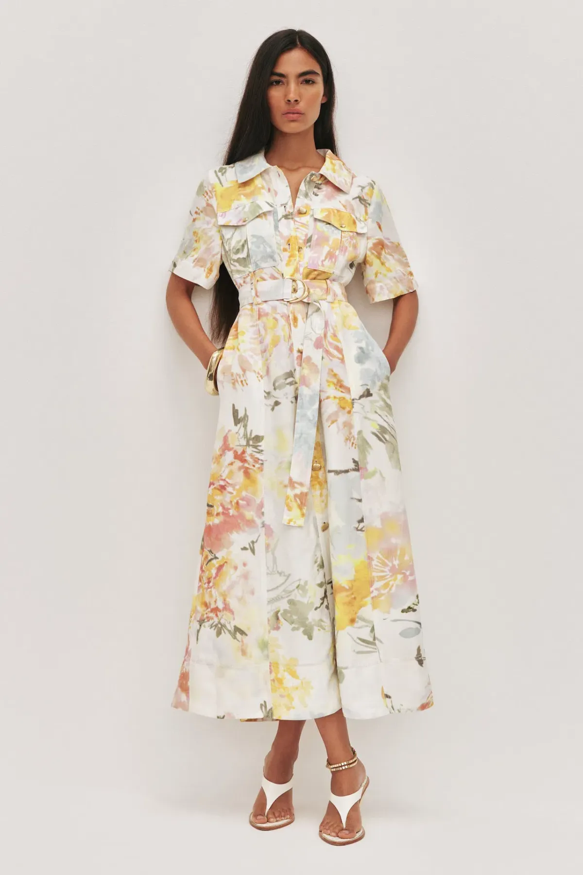 Aje Manon Midi Dress in Jardin Floral Print Size 10 for rent on The Volte - main image