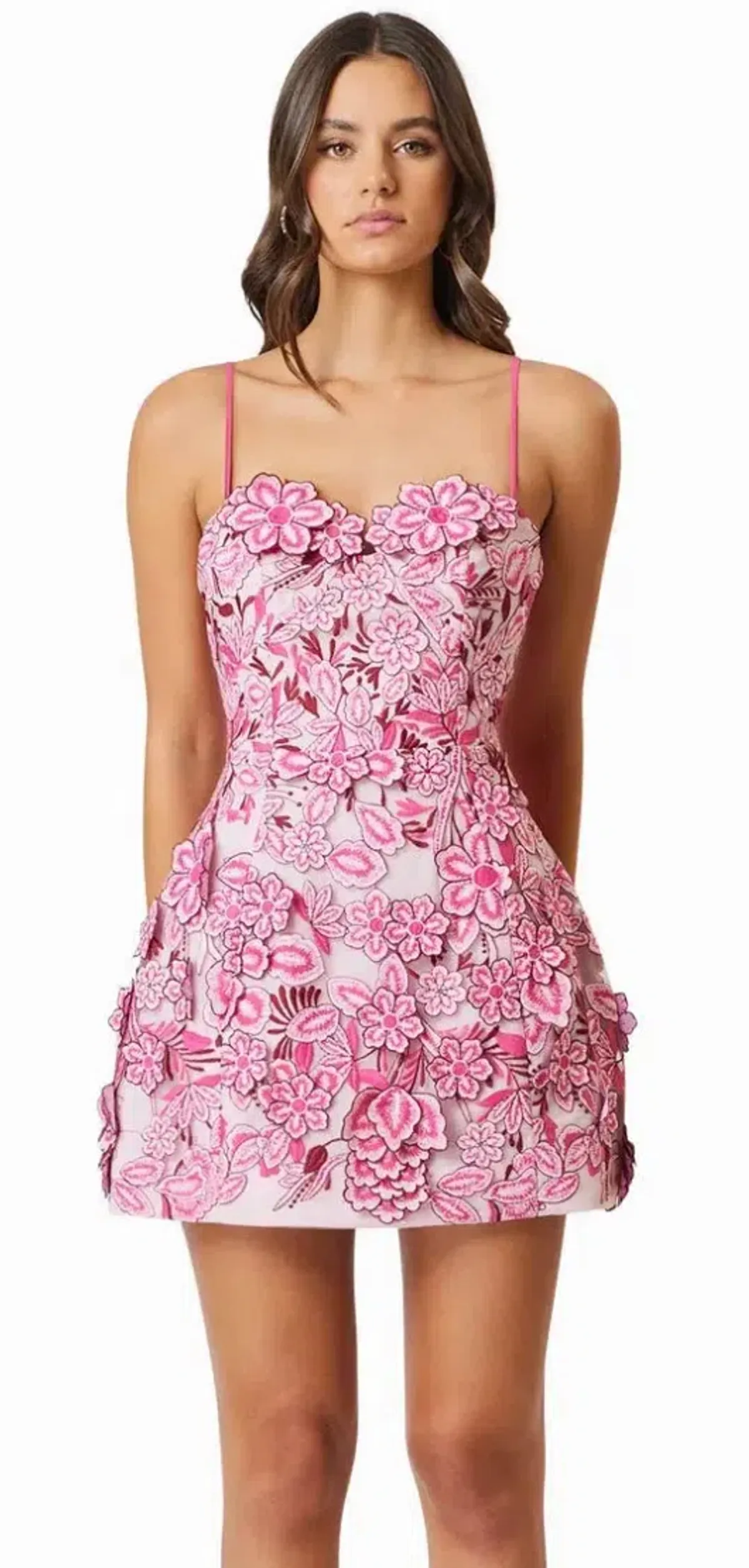OMR x Elliatt Roseate 3D Floral Mini Dress In Pink Size 6 for rent on The Volte - main image