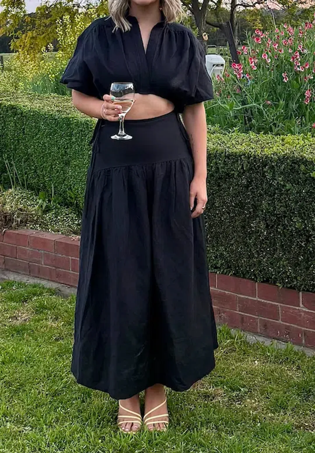 Shona Joy Mare Linen Deconstructed Midi Dress Black Size 8 for rent on The Volte - main image