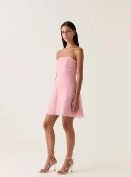 AJE SOUNDSCAPE MINI DRESS IN CHALK PINK SIZE AU 8 for rent on The Volte - image 2