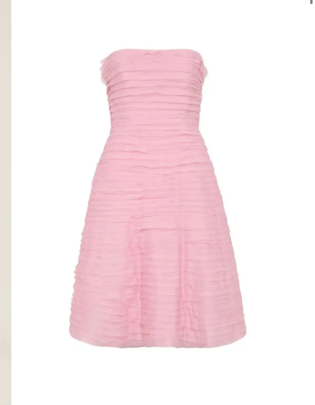 AJE SOUNDSCAPE MINI DRESS IN CHALK PINK SIZE AU 8 for rent on The Volte - main image