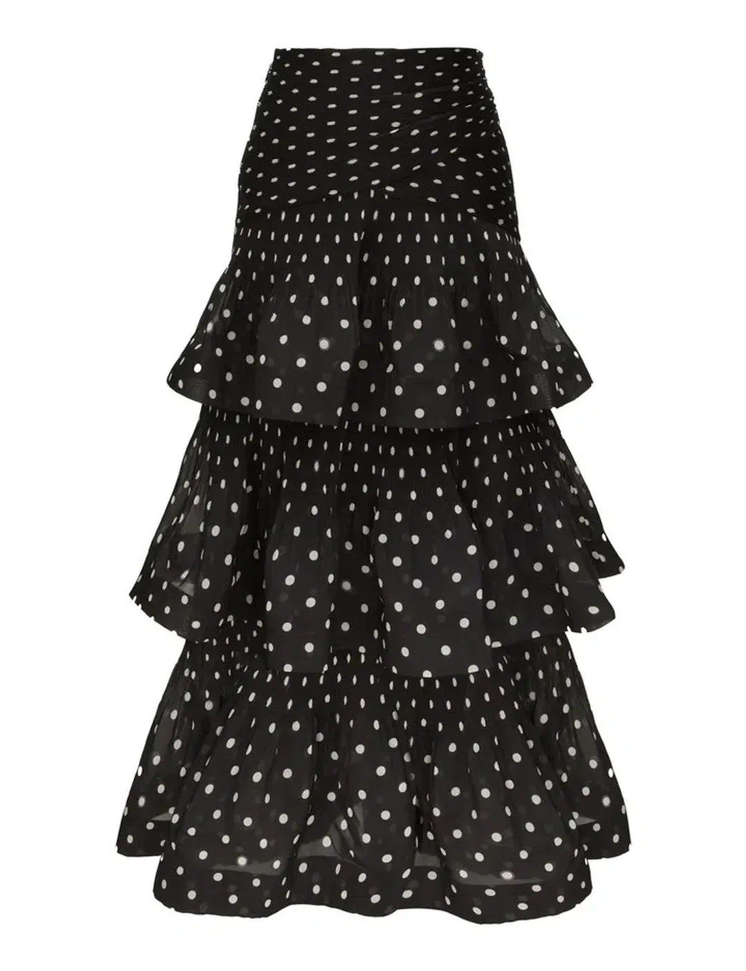 Zimmermann Pleated Draped Bodice Size 1/AU10 and Pleated Tiered Midi Skirt Size 1/AU10 Set in Black Dot for rent on The Volte - main image