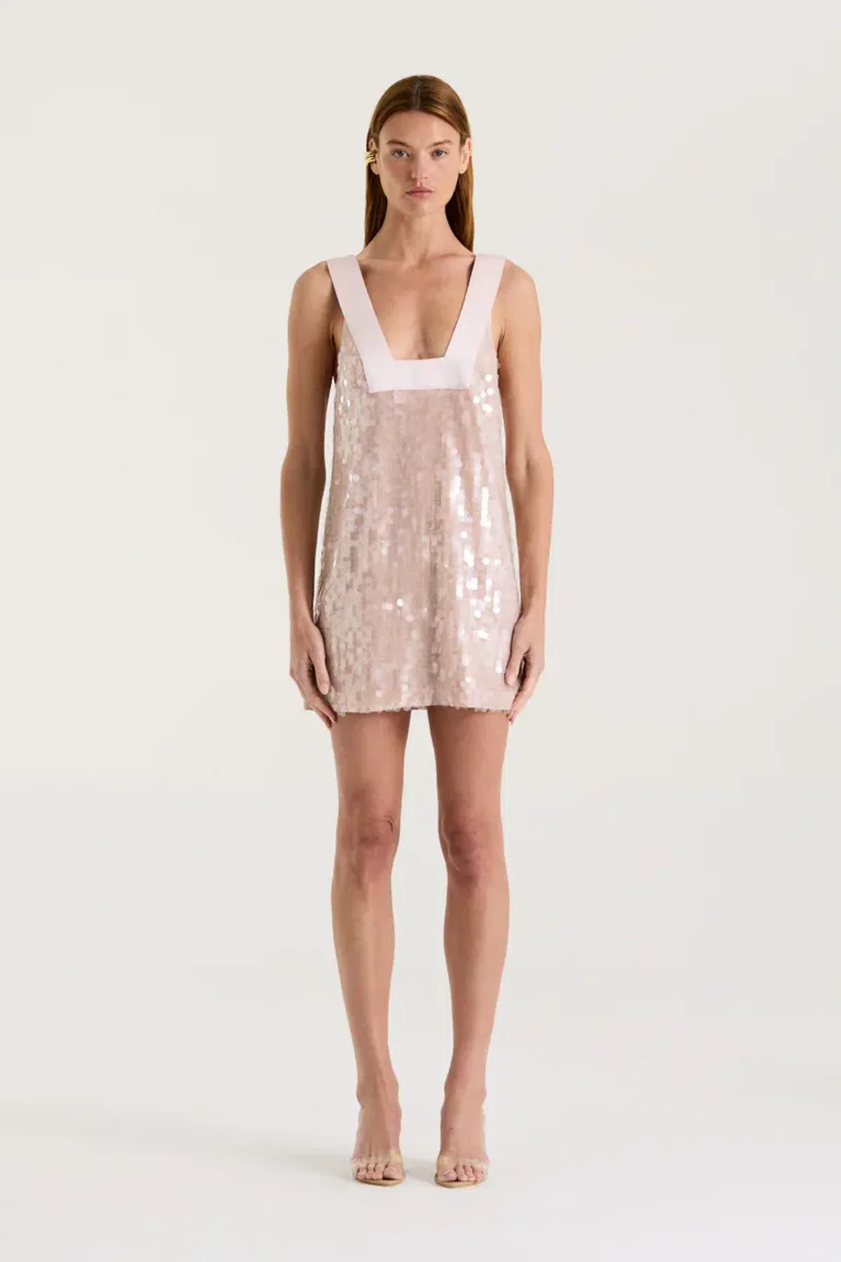 Henne Leanna Sequin Dress Shimmer Pink Size 12 for rent on The Volte - main image