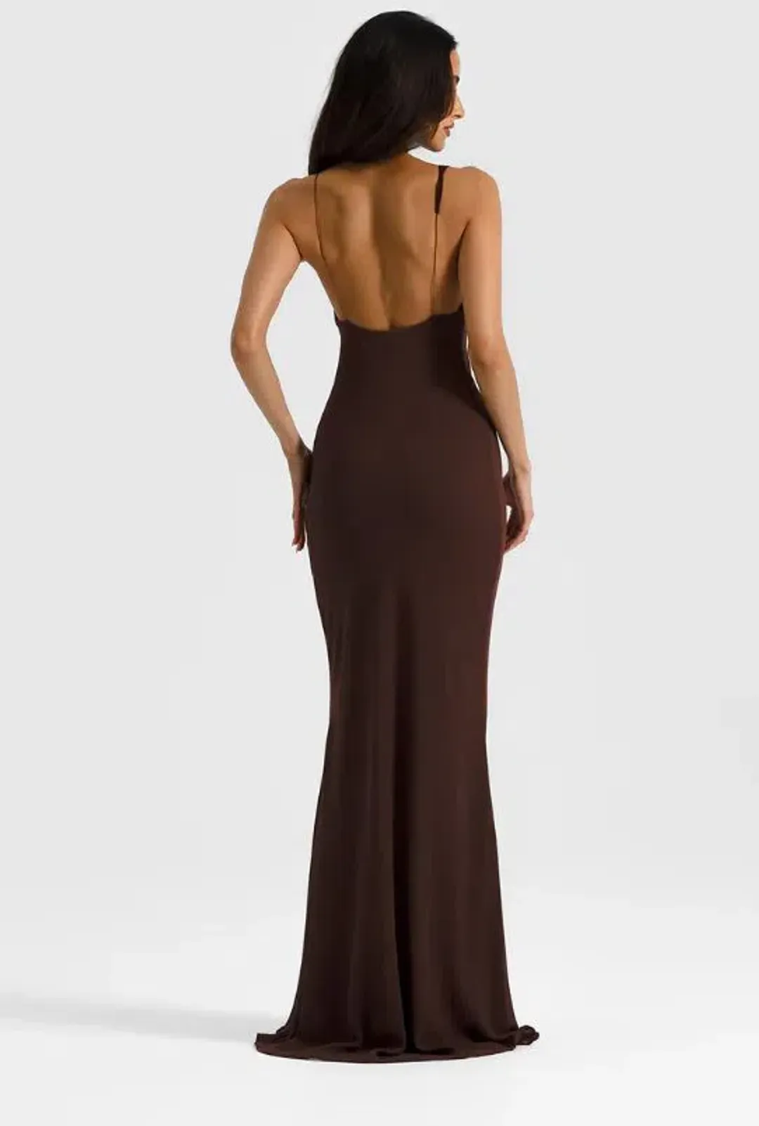 Natalie Rolt Hallie Gown in Espresso Size 8 for rent on The Volte - main image