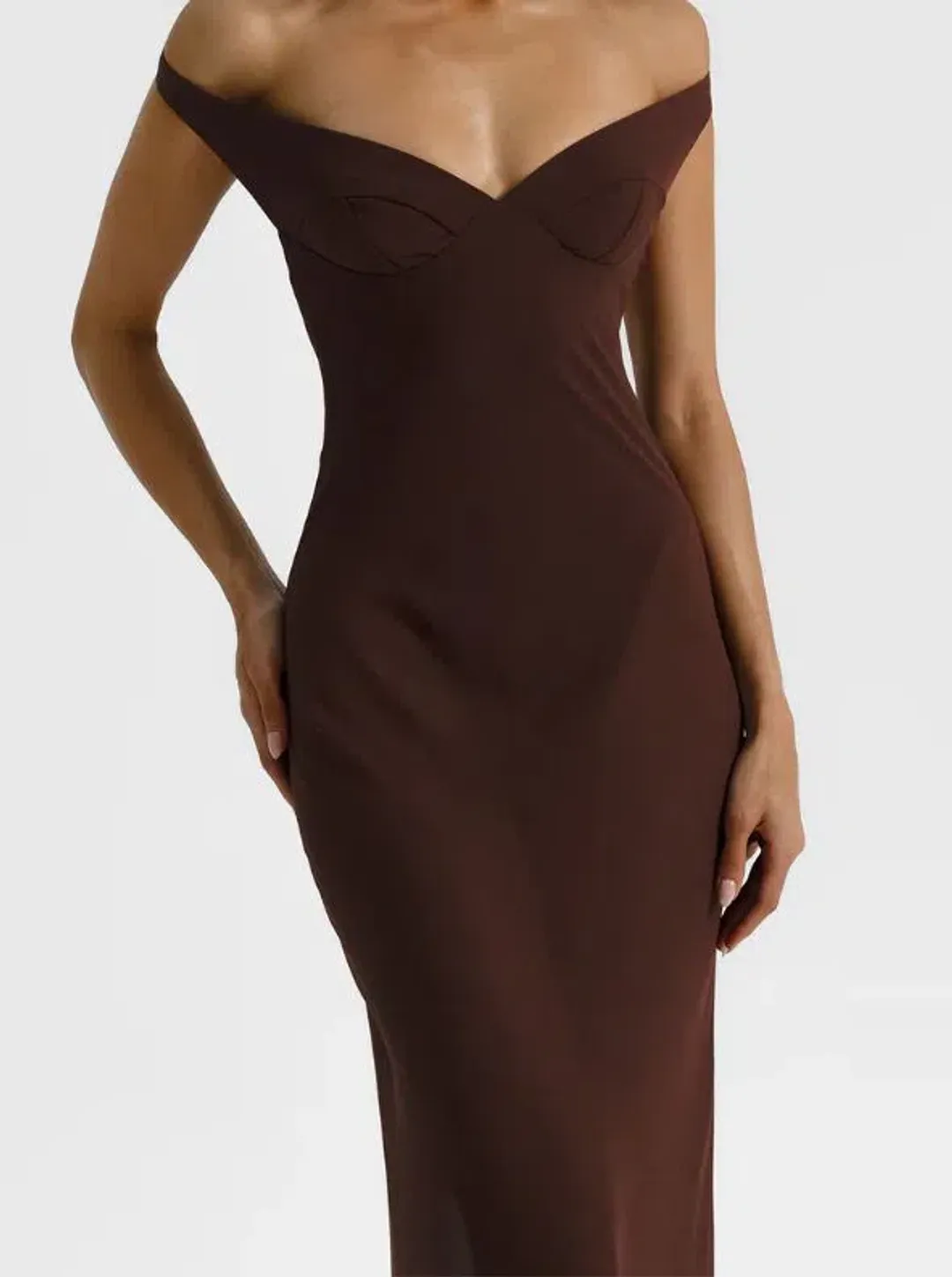 Natalie Rolt Brielle Dress in Espresso Size 6 for rent on The Volte - main image