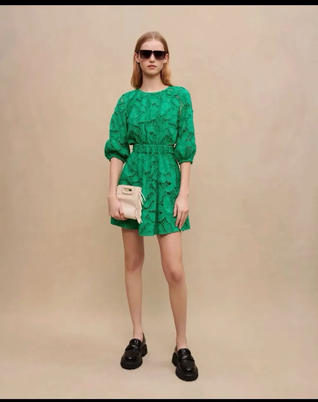 MAJE Rannick Lace Mini Dress for rent on The Volte - main image