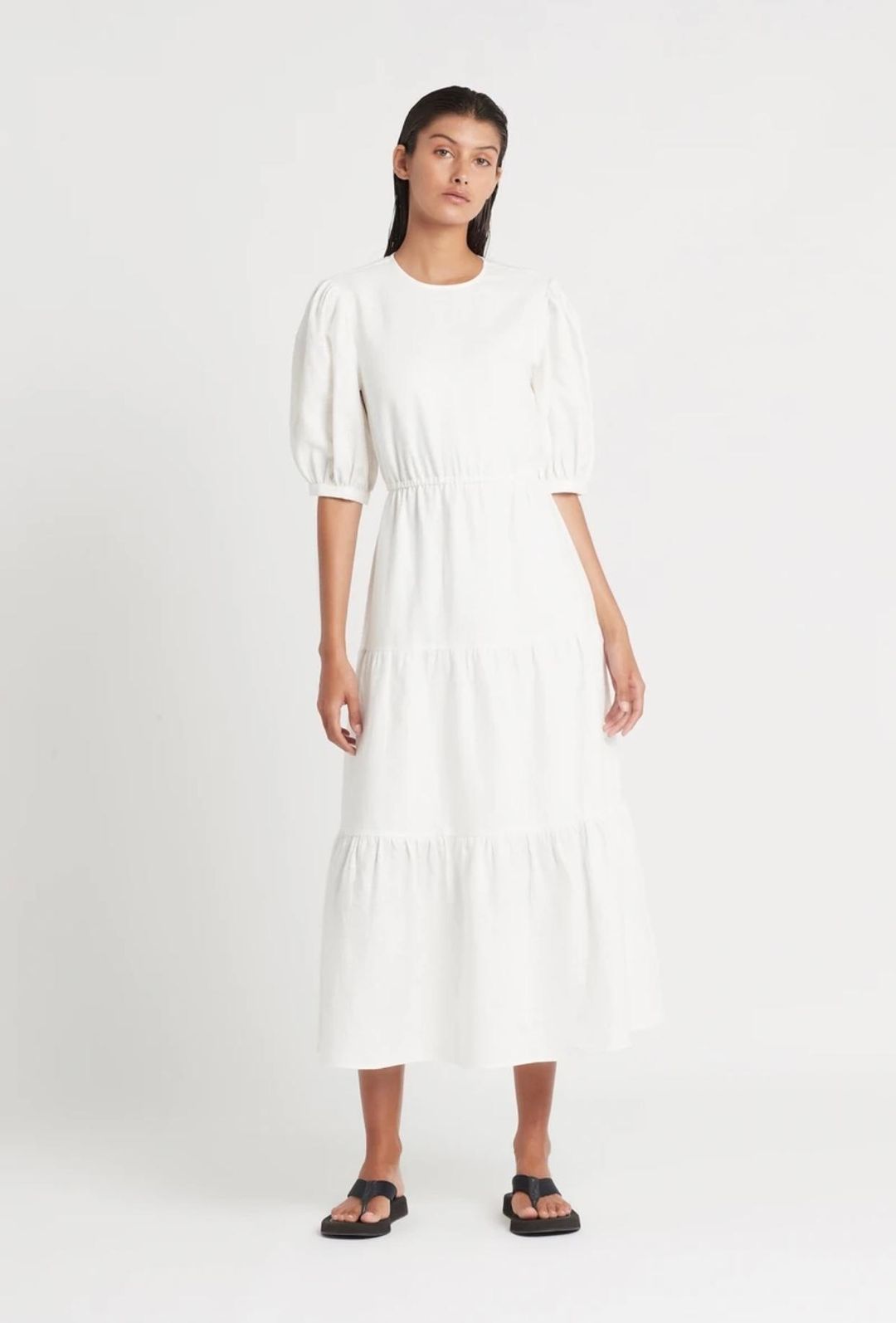 Sir The Label Lorena Tiered Midi Dress White Size AU 6 for rent on The Volte - main image